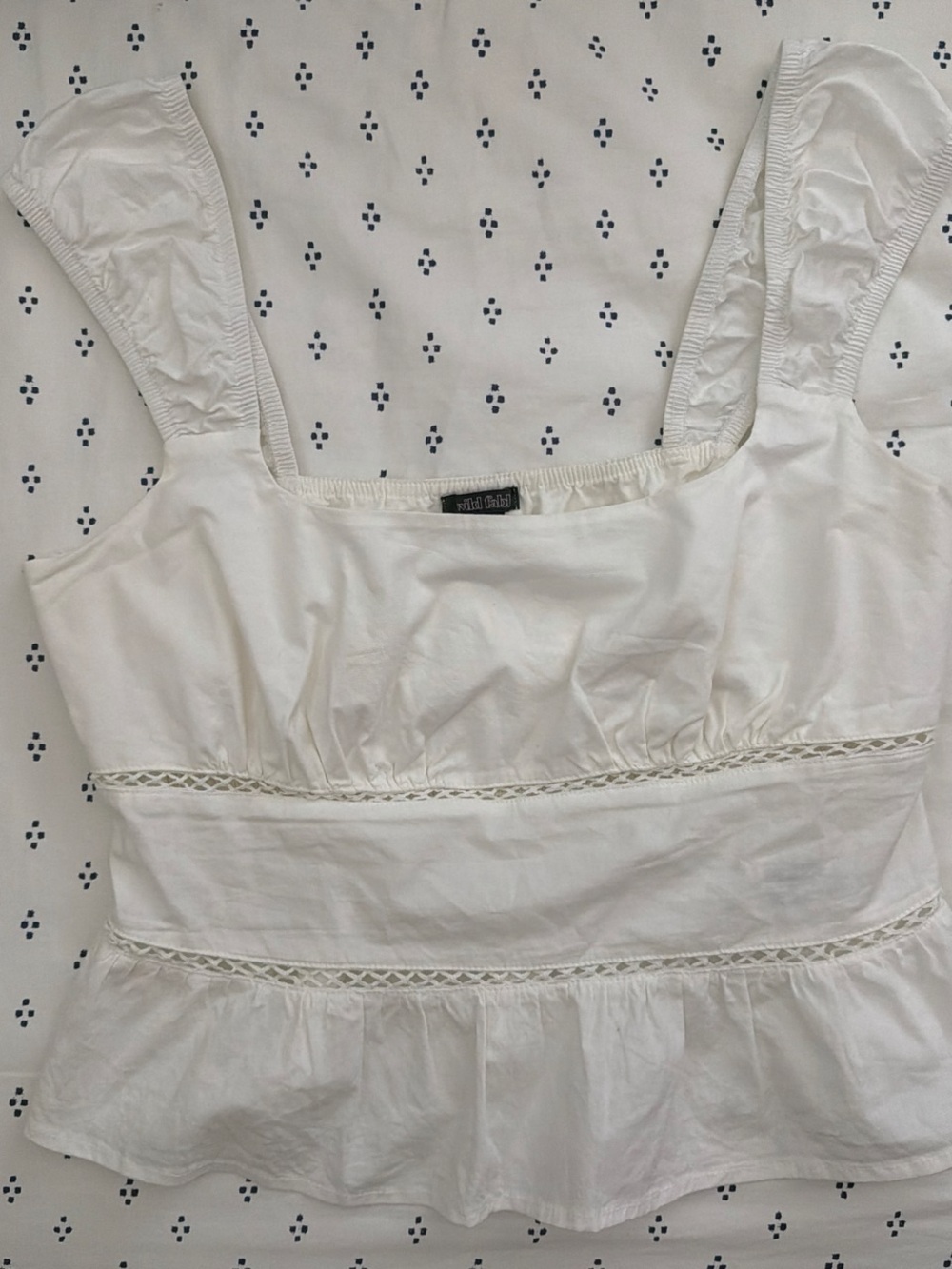 wild fable White Sleeveless Top with Navy Eyelet Dots